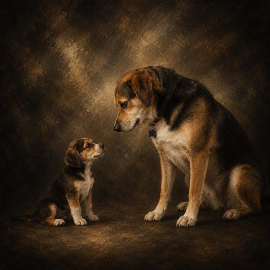 Then & Now Dog Portrait on Canvas